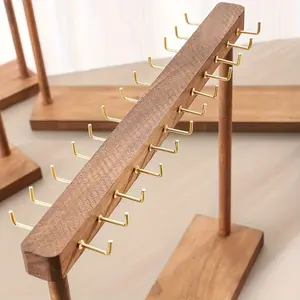 Elegant Jewelry Display Stand with Wooden Base, Necklace Earring Bracelet Holder, Space-Saving Design, Compact Storage, Perfect Gift for Women