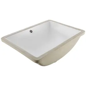 VEVOR Undermount Bathroom Sink, 20.28x 15.16 Inch Rectangular White Ceramic Vessel Sink with Overflow Hole, Under Counter Drop in Modern Lavatory Vanity Bath Wash Bowl Basin, Rectangle Small Space