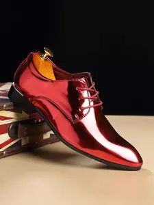 Men's Party Style Glossy Surface Classic Pointed Toe Lace Up Dress Shoes, Formal Oxford Shoes for Work Office, Business Style Shoes, Fashion Shoes for Party, Daily Clothing Decor