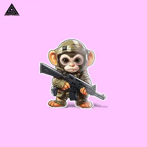 Tactical Monkey Sticker || vinyl sticker, water bottle sticker, tumbler stickers, laptop decals, waterproof sticker, tactical stickers Stickermule Decor Decorative