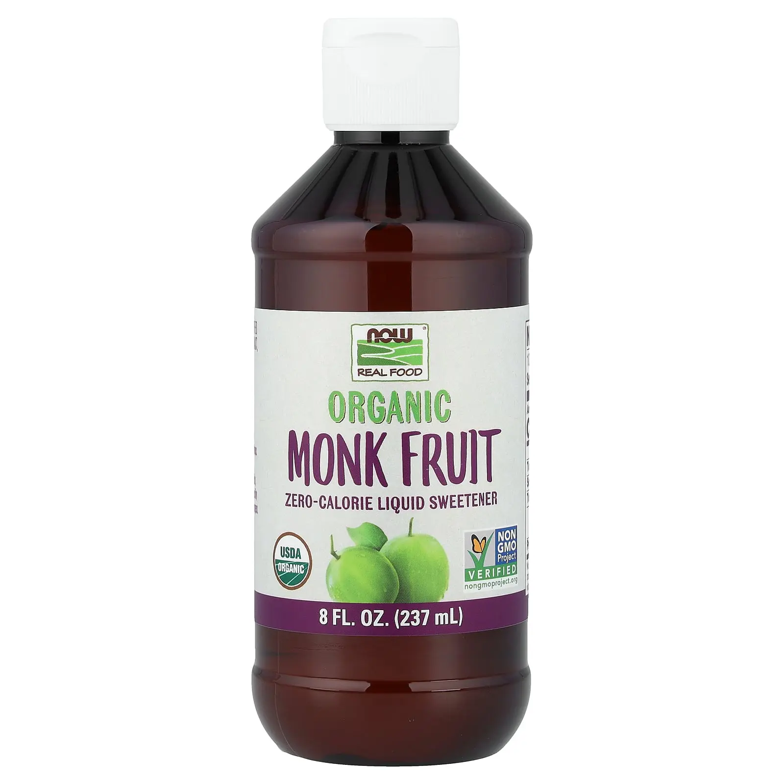 NOW Foods Real Food, Organic Monk Fruit, Zero-Calorie Liquid Sweetener, 8 fl oz (237 ml)