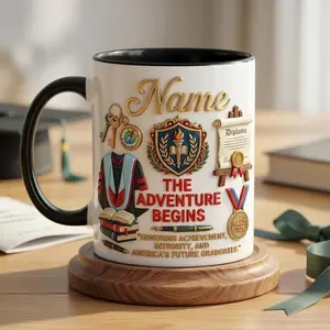 Personalized Graduation 2026 Mug 2D Printed 3D Effect, Custom Name Coffee Cup with Diploma Design for Students, Seniors and Graduates, Perfect for Graduation Ceremony, Party, Celebration, Meaningful Keepsake Gift