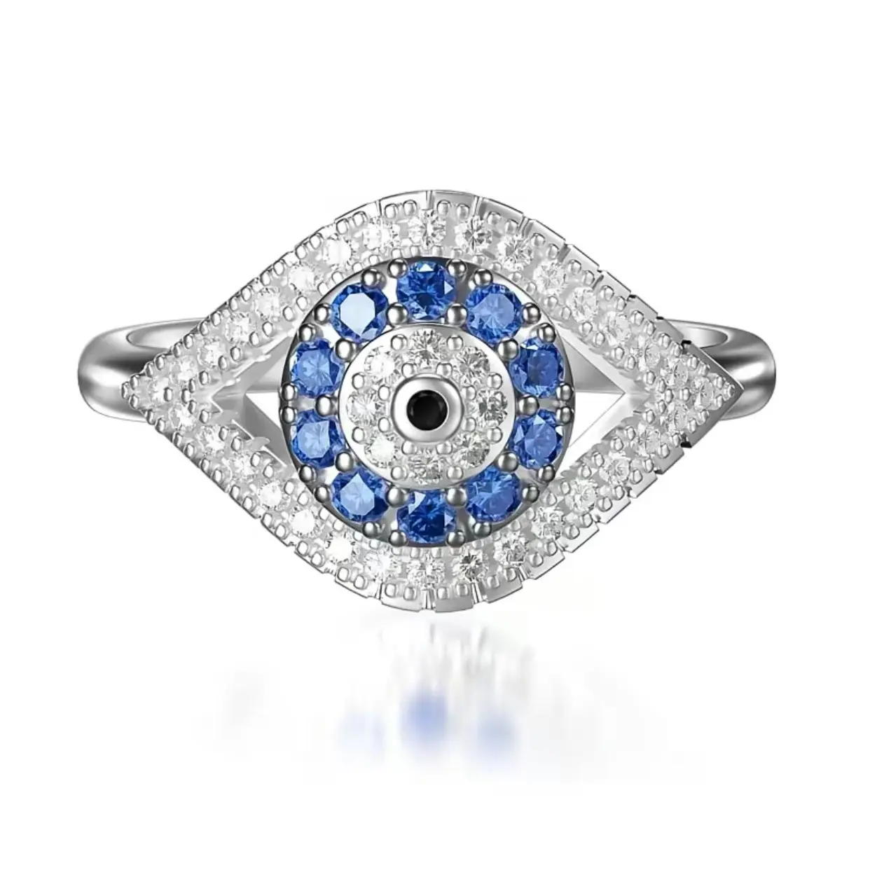 Evil Eye Ring, Cube Zirconia Evil Eye Imprint Ring cubic inlay elegant wedding perfect birthday anniversary gift luxury high quality bead oval safety elizabeth promise ring for gf real rings promise rings .Mother's birthday gift