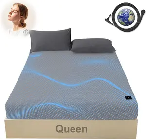 Grounding Sheets ,Fitted Sheet 60x80 in with Grounding Wire for Better Sleep,90%   10% Pure ,Bed Sheets Conductivity(Gray, 60 * 80 * 14inch)