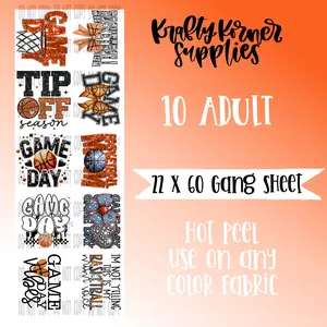 Basketball 2.0 DTF Transfer Gang Sheet, 22 x 60