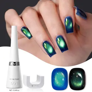 TAYE Magnetic Cat Eye Gel Polish Set Rainbow Sheer Shimmer Magnetic Gel Nail Polish for DIY 3D High Gloss Nails Easy Application, Long‑Lasting Salon Home Manicure