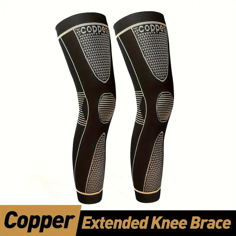 Copper Full Leg Compression Sleeve 20-30mmHg Anti-Slip Knee Thigh Calf Support for Sports Arthritis Varicose Veins Men & Women 1 Pair