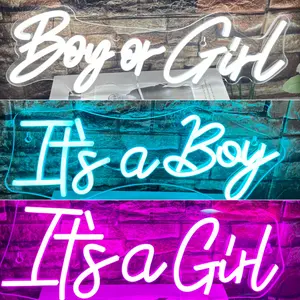 Boy or Girl Neon Signs, Gender Reveal Party Decorations LED Lights, Decorative Neon Light, Atmosphere Lighting, Neon Sign Suitable for Baby Shower Party, Balloon Arch, Room Wall Decor, Gifts for Friends Family