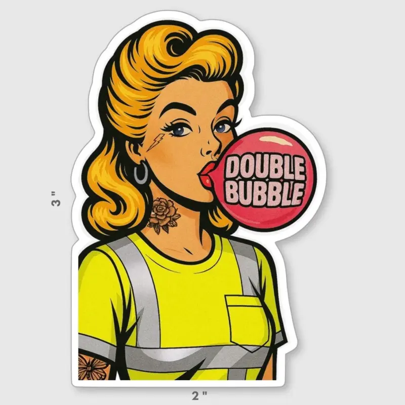 Double Bubble Overtime Hardhat Sticker Double Bubble Overtime Hardhat Sticker