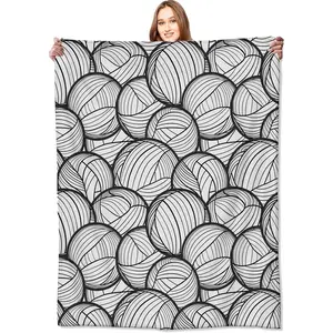 Volleyball Blankets,Minimalist Black and White Ball Throw Blanketss,Gifts For Kids,Lightweight Soft Fleece,For Picnic Sofa Couch  Room Travel,60x60in