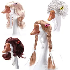 4 Pcs Porch Goose Wigs with Hair Clips, Cute Lawn Goose Statue Braid Wig, Porch Goose Outfits Costume for Outdoor Garden Patio Yard Goosey Decoration Funny Porch Goose Costume Wig Set