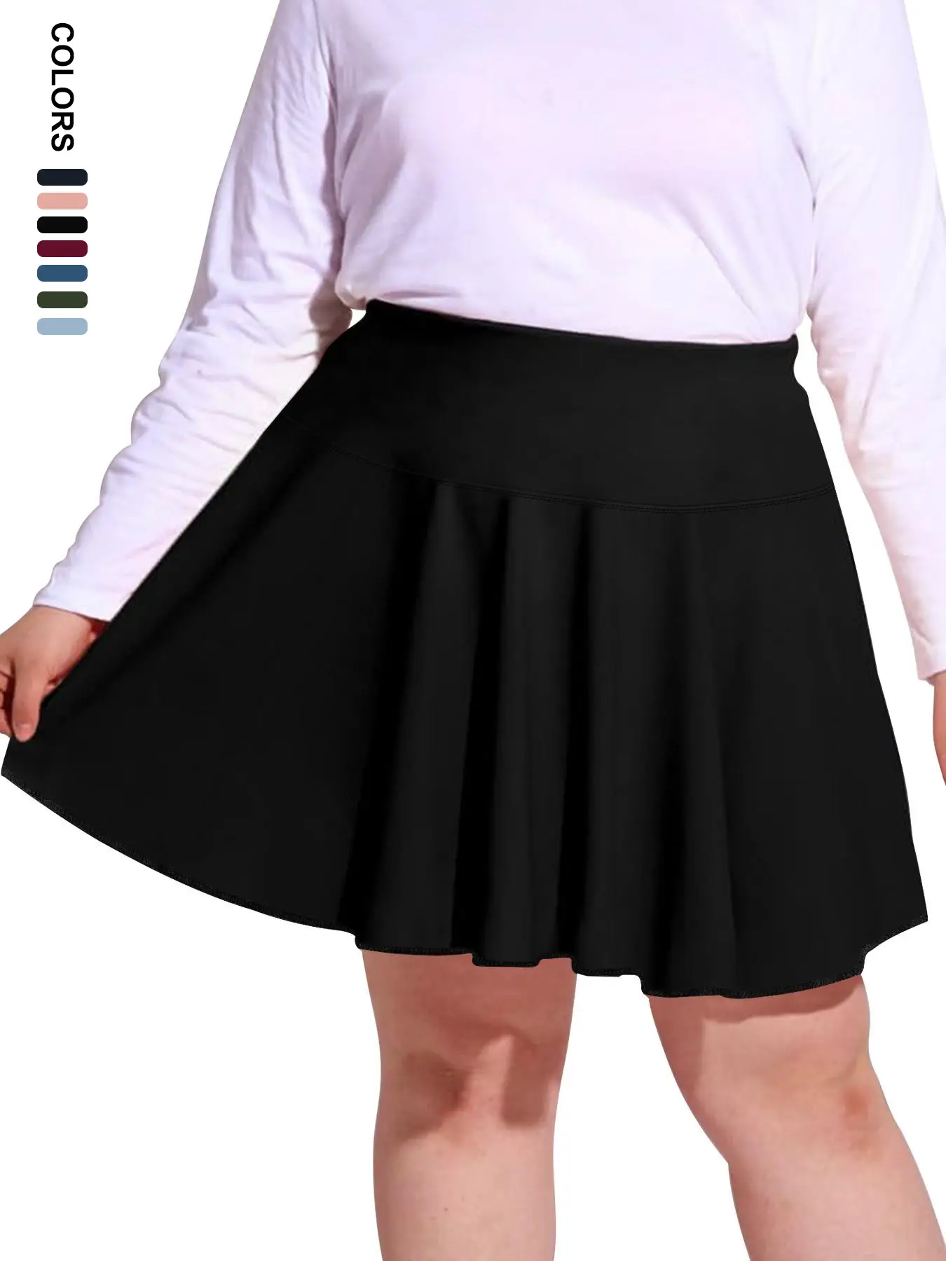 【Plus Size】 Solid High Waist Skort, Casual Comfort Minimalist Basic Pocket A Line Skirt for Daily Wear, Women's Bottoms for Summer