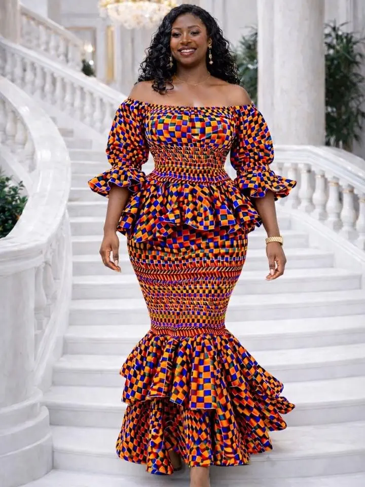 open lace back dress Jozani Women's African Print Mini Dress (Blue-Orange Print) Xs