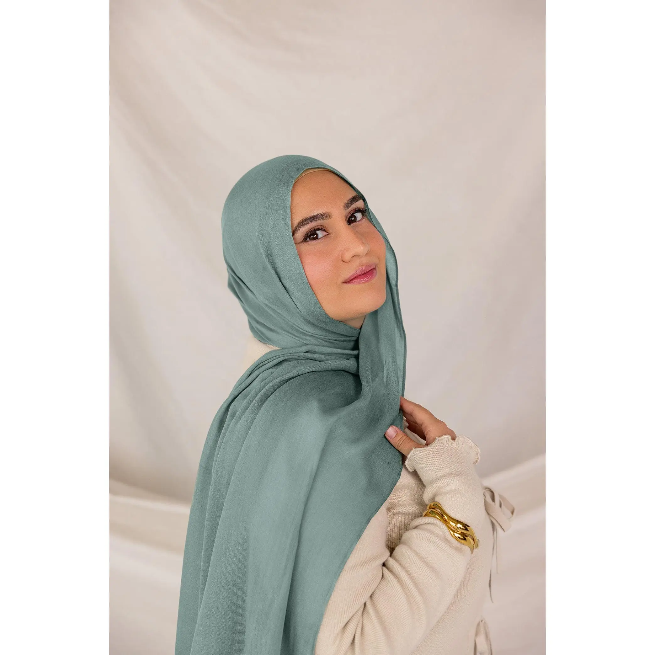 VELA Meadow Sage Solid Modal Hijab - Soft, Lightweight & Breathable Scarf for Everyday Modest Wear, Modesty, Hand Wash, Bamboo