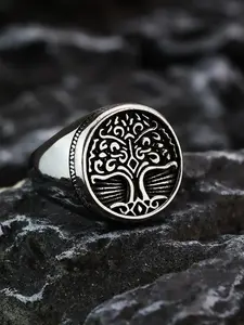 Men's Street Trend Tree Design Ring, Trendy Vintage Retro Ring, Chic Gorgeous Jewelry As Gift for Boyfriend for Daily Decor