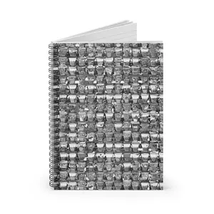 Daily Grind Grid Spiral Notebook | Abstract Black & White Coffee Cup Pattern, Funny Barista Gift, Aesthetic School or Office Journal