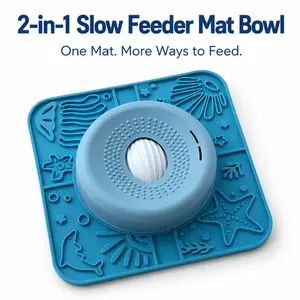 2-in-1 Dog Lick Mat & Slow Feeder Bowl with Upgraded Roller - 500ml No-Choking Pet Lick Bowl, Non-Slip Suction Cups, Anxiety Relief Enrichment Toy