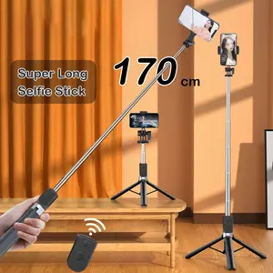 170cm Selfie Stick Tripod Mobile Phone Holder Monopod Bluetooth Remote Shutter Portable Tripods For Tiktok Live Accessories Phones Led