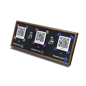3-in-1 Walnut NFC Sign – Google/Instagram/Facebook – No Monthly Fee