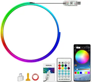 Ambient Lighting Car Led Lights Interior,.’’ USB Powered Acrylic Neon Flexible Strip Fiber Optic LED Ambient Lighting Kits with Remote APP, RGB Music Lights Sync for Inside car Dashboard