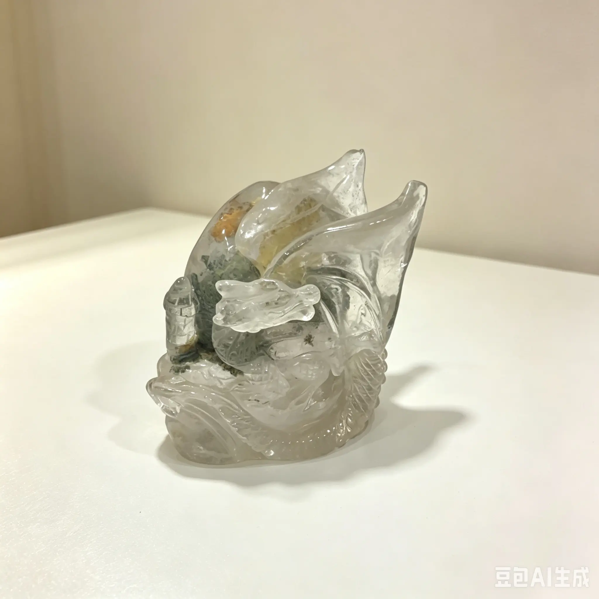 Hand Carved Dragon 4 Seasons Garden Quartz Natural Crystal Decoration Jewelry Accessory