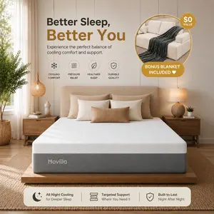 Cooling Gel Memory Foam Mattress&Fiberglass-Free - Medium Plush Feel with Motion Isolating, Bliss, King/Queen/Full/Twin, Egg Crate Design, 10/12 Inch ,Easy Maintenance Cooling Technology, queen size mattress,tiktokshopmemorialday
