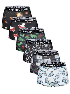Morvia 6pcs Fashion Multi-Style Full Print Panties, Casual Comfortable Breathable, Daily Wear, Breathable Stretch Panties, All Seasons Women's Underwear, Soft Breathable Panties
