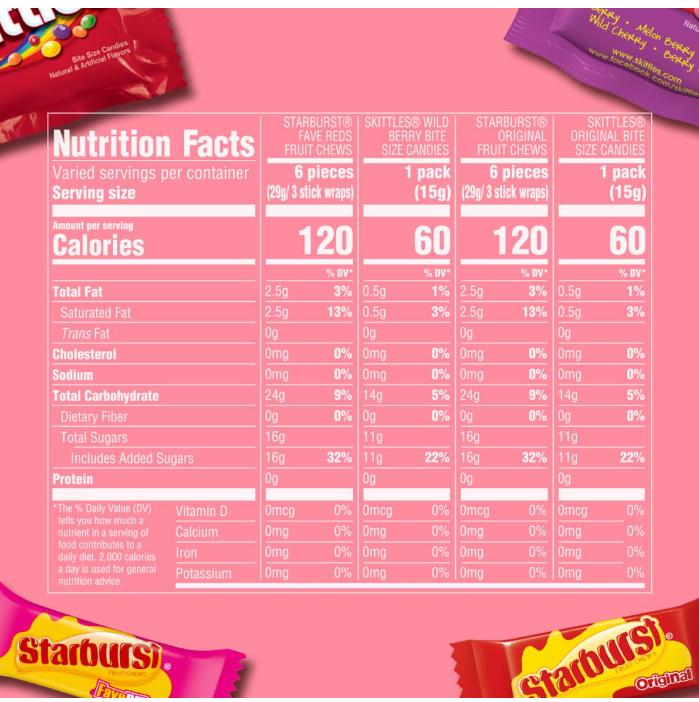 SKITTLES Wild Berry & STARBURST Original and FaveReds Fun Size Variety Pack, Snack - Bonbon