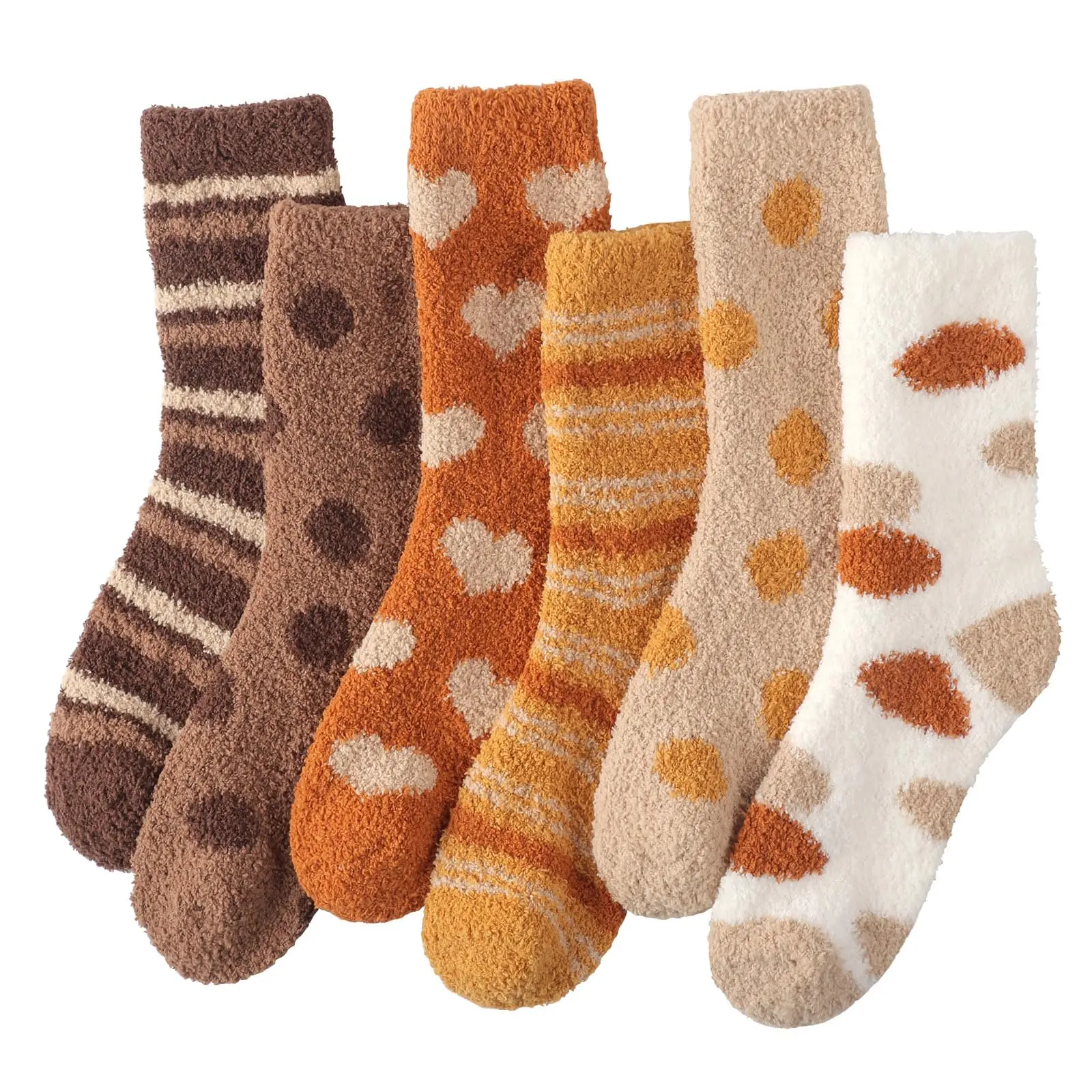 Women's Fuzzy Socks - 6 Pairs of Padded Fuzzy Socks Fleece Home Floor Socks (One Size )Comfortable Warm Puffy Socks, Microfiber Sleeping Socks, Winter Padded Socks
