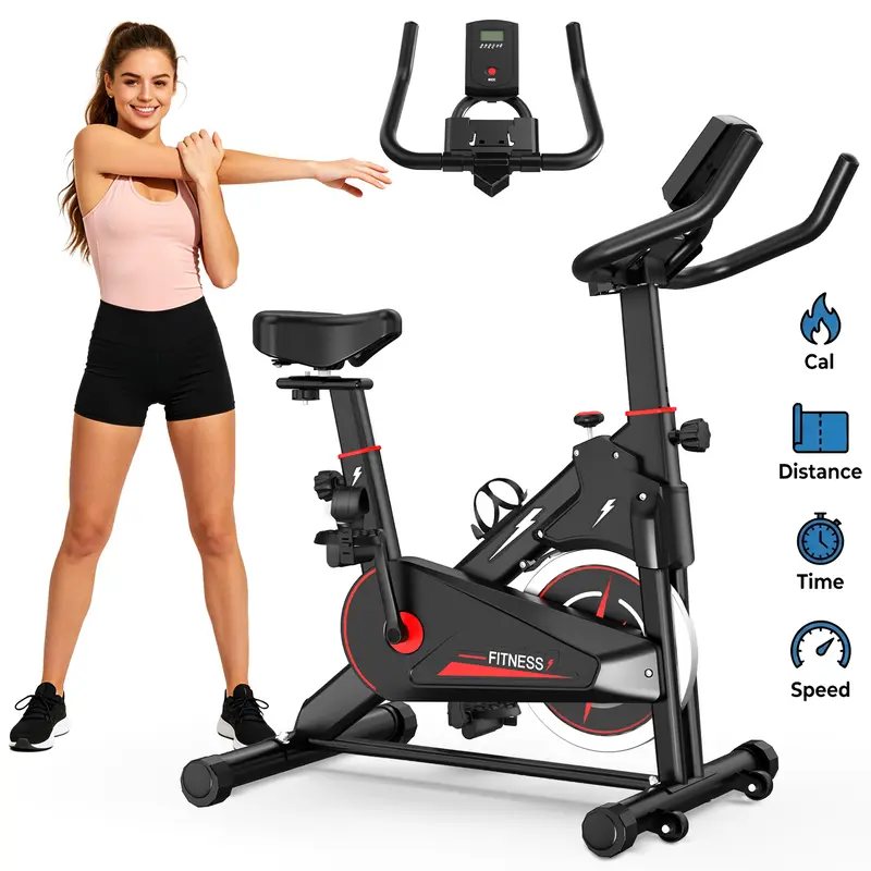 【KINMAC】Unisex Exercise Bike - Portable Exercise Machine, Sturdy Stable Base, Compact Form, Fitness Progress Track Display, Resistance Control, Adjustable Handlebars, Comfortable Seat, Home Workout Equipment for Daily Indoor Cardio