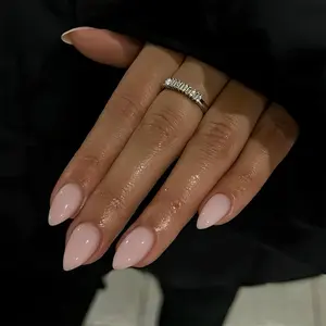Dty Pink Press on Nails Short Almond 30 Pcs Fake Nails Glue on, Thick Natural Fit Acrylic Nails, Reable Salon Quality Stick on Nails for Women, Easy False Nails for Everyday Wear
