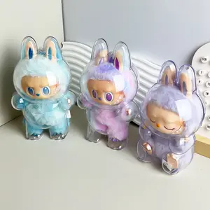 Protective Case for Monster Doll - Clear Standing Display Case, Plastic Portable Storage Box Cover with Silicone Strap for Mini Collectible Dolls ( Doll Not Included )