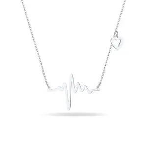 PROSTEEL Heartbeat Necklace Pendant Stainless Steel Heart Necklaces Jewelry Unisex For Men Women with Gift Box