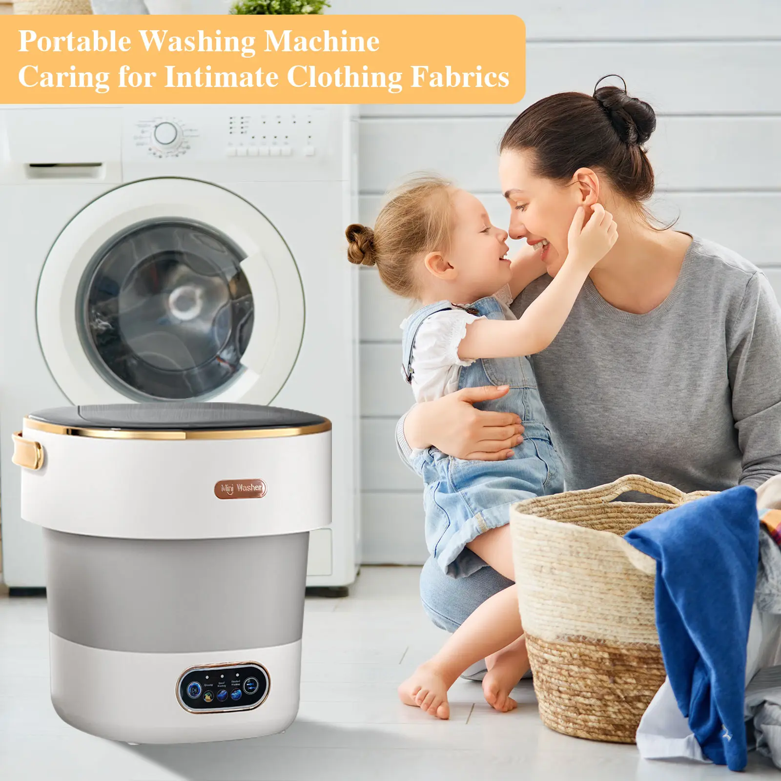 Foldable Portable Washing Machine 3L, Collapsible Mini Washer for Apartment, Dorm, Travel & RV, Space-Saving Laundry Machine for Underwear, Socks, Baby Clothes and Small Loads