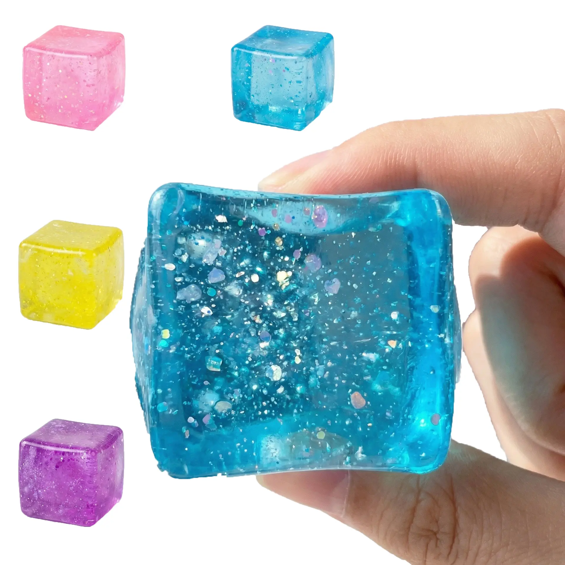 Aurora Cube Stress Relief Tool - Unisex Ice Cube-Look Slow Rebound Squeeze Ball, Maltose-Filled Fidget Toy for Calm Mood, Portable Sensory Stress Reliever for Home & Festive Party Supplies Gifts, Squishy Stress Balls
