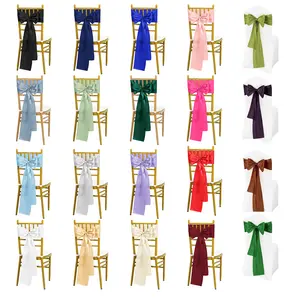 50/60/100/120 PC 7x108 inch Satin Chair Sashes Ties, Satin Chair Sashes Bows Chair Cover Back Tie Supplies for Wedding Reception Events Banquets Party, Hotel Event, Chairs Decoration