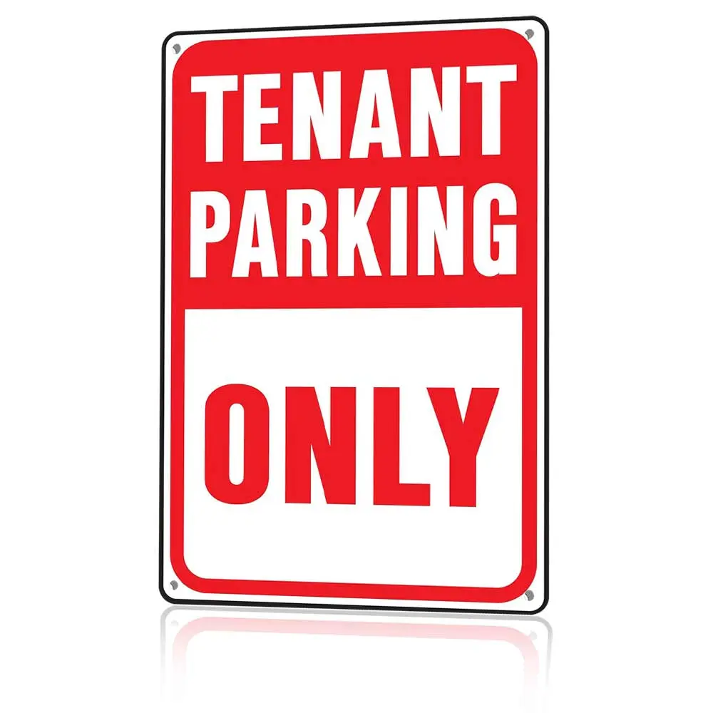 12x8 in Lightweight Eco-Friendly Metal Aluminium Tenant Parking Only Sign - Bold Text, Fade Resistant, Easy Install, Mountable Retro Home Supplies Plaque for Apartment Complexes