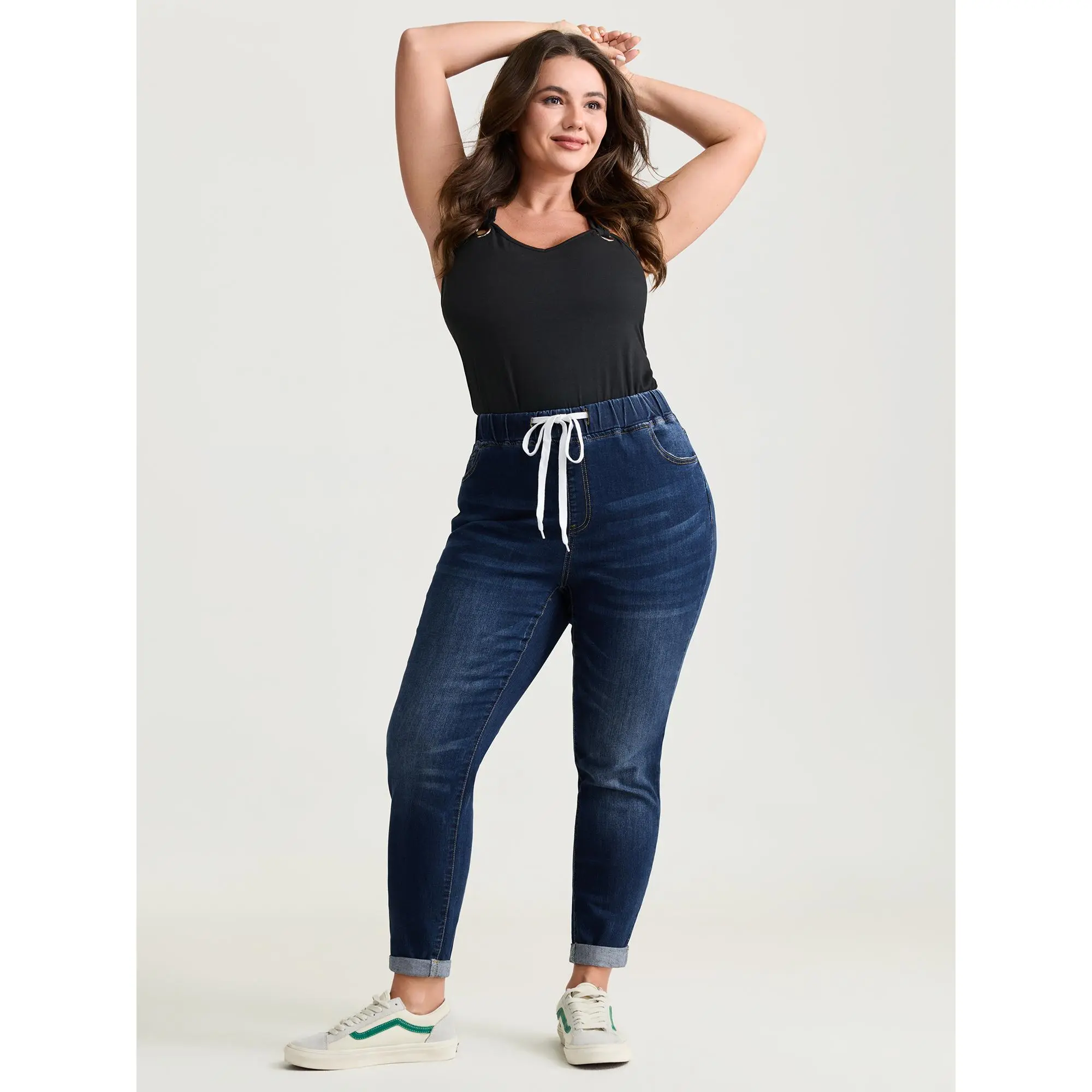 BLOOMCHIC Women's Plus Size Spandex Pull-On Stretchy Skinny Pants, with Pockets & Garment Details, M-6X Bottom,Summerfinds