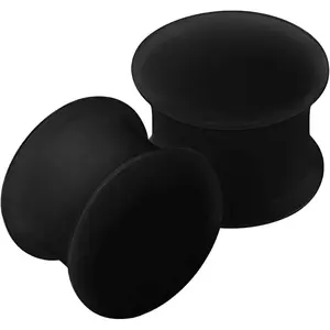2PCS Silicone Black 1/2 inch 12mm Double Flared Saddle Earring Earring Stretcher Ear Gauges Lobe Piercing Jewelry 2669