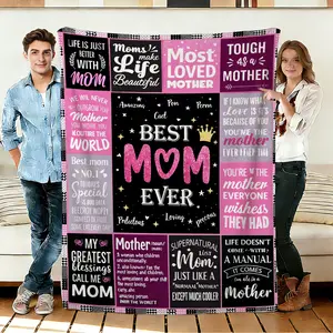 Mom Quotes and Sayings Pattern Flannel Blanket  soft cozy  and warm perfect for napping camping  travel car use suitable for home decor Valentine's Day Mother's Day Father's Day Halloween Christmas and other holiday decor an ideal gift for family.