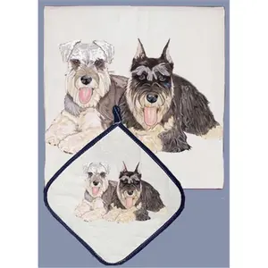 212 MAIN Schnauzer Quilted Cotton Kitchen Towel and Pot Holder Set - Absorbent, Decorative Home Care Supplies for Gifting, Gifts