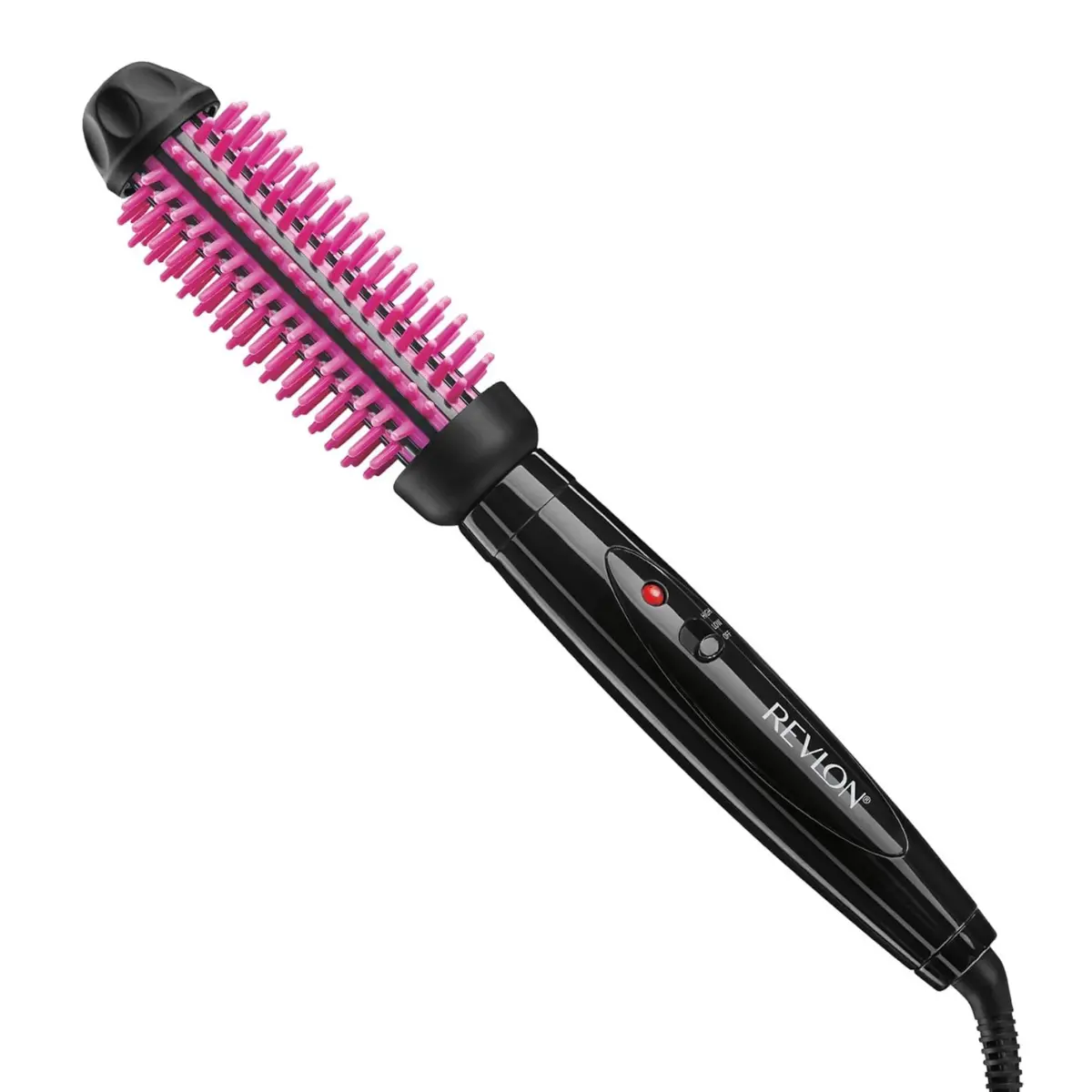 REVLON Silicone Bristle Heated Hair Styling Brush - 1" Barrel, Smoothing, Fast Volume, Long-Lasting Results for Easy Full-Body Styles (Black/Pink)