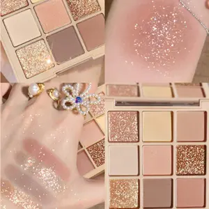 9-Color Eyeshadow Palette, Semi-Matte & Shimmery Finish Eyeshadow Tray Shimmer Long-Lasting Eye Shadow