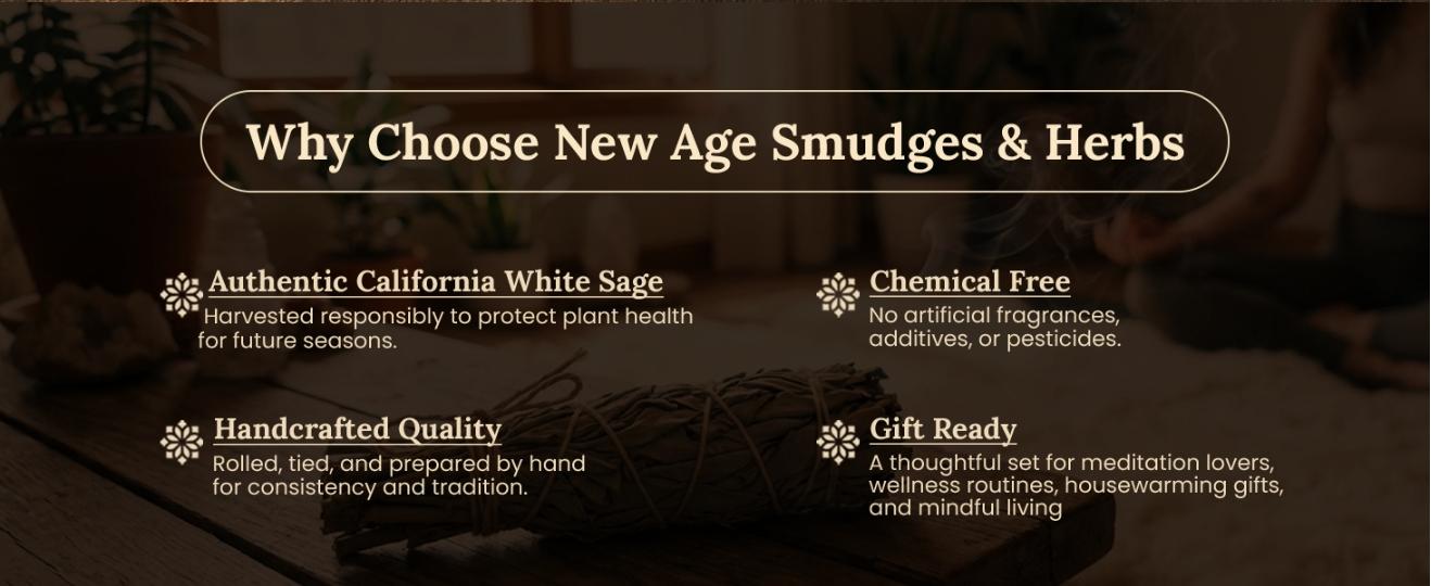 (Pack of 3)-Smudges & Herbs -Premium California White Sage Incense 4 Inches Long. Home Cleansing Incense,Fragrance,Meditation,Smudging Rituals.California Smudge Sticks Rituals -4 Inch