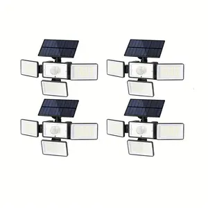 Upgraded 4 Solar Outdoor Lights, Motion Sensor, 2500 Lumens, 288 LED Remote Control Solar Safety Floodlight, 270° Wide Angle 4 Mode Outdoor Floodlight