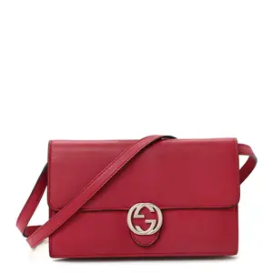 Pre-owned GUCCI Leather Shoulder Bags Calfskin Icon Wallet Dark Pink