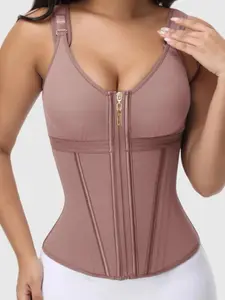 1 Count Waist Trainer Bodysuit Shapewear For Women, Chic, Fajas, Colombian Shapewear, Double-Layer Tight-Fitting Shapewear, Tummy Control Back Smoothing Body Shaper Adjustable Straps, Suitable For Training Or Sports, Underwear