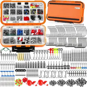 187/343pcs Fishing Accessories Kit, Organized Fishing Tackle Box with Tackle Included, Fishing Hooks, Fishing Weights Sinkers, Fishing Gear and Equipment, Fishing Gift  Men