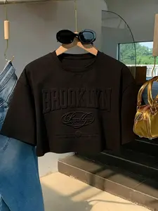 Women's Vintage Streetwear Graphic Tee, Loose Fit Drop Shoulder Design, Casual Summer Top, Perfect Match with Jeans & Skirts