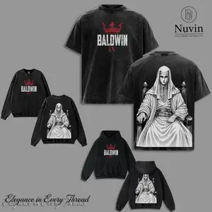 Retro Baldwin IV "The Leper King" The Crusader King and His Holy Army Vintage Washed T-Shirt Hoodie Sweatshirt | Jerusalem Cross Medieval Christian Streetwear | Medieval Cross Armor Glory of God Outfit